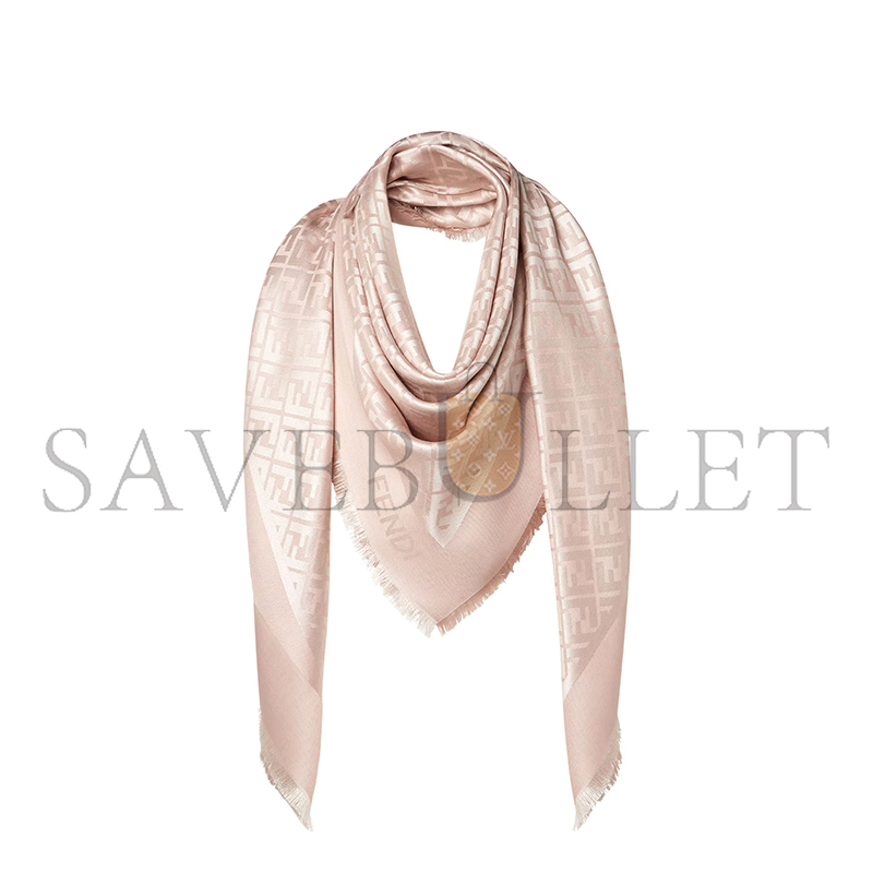 FENDI FF SHAWL PINK ORGANIC SILK SHAWL FXT069AJW7F0QD1 (140*140cm)